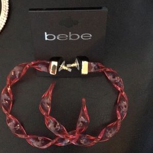 Bebe acrylic pink see through hoops 3"